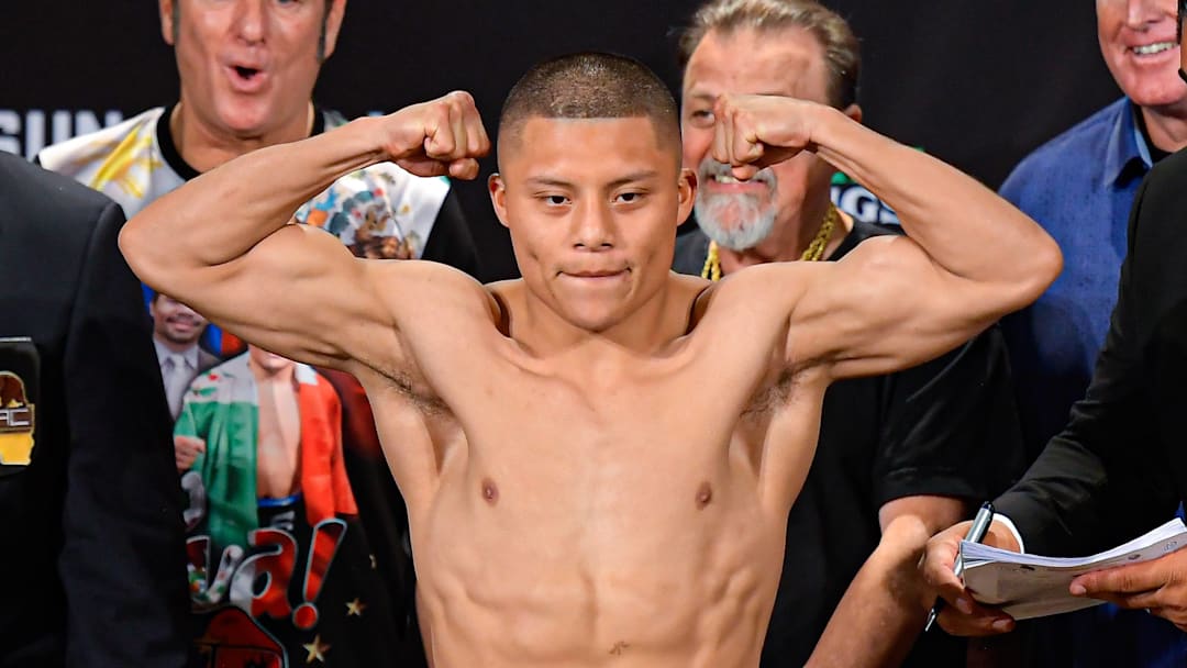  Isaac Cruz during the Weigh-In Ceremony prior to the heavyweight boxing match at Gold Ballroom 3 at the J.W. Marriott.