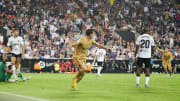 Robert Lewandowski of Barcelona celebrates a score during...