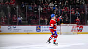 Jan 21, 2025; Montreal, Quebec, CAN; First star of the game Montreal Canadiens center Jake Evans (71) salutes the crowd after defeating the Tampa Bay Lightning at Bell Centre. Mandatory Credit: David Kirouac-Imagn Images