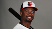 Feb 19, 2025; Sarasota, FL, USA; Baltimore Orioles outfielder Enrique Bradfield Jr (89) poses for photo during media day at Ed Smith Stadium. Mandatory Credit: Kim Klement Neitzel-Imagn Images