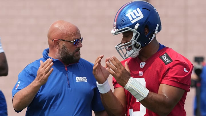 Russell Wilson will get first honors as the Giants No. 1 QB in a transitional season. Russell Wilson will get first honors as the Giants No. 1 QB in a transitional season.
