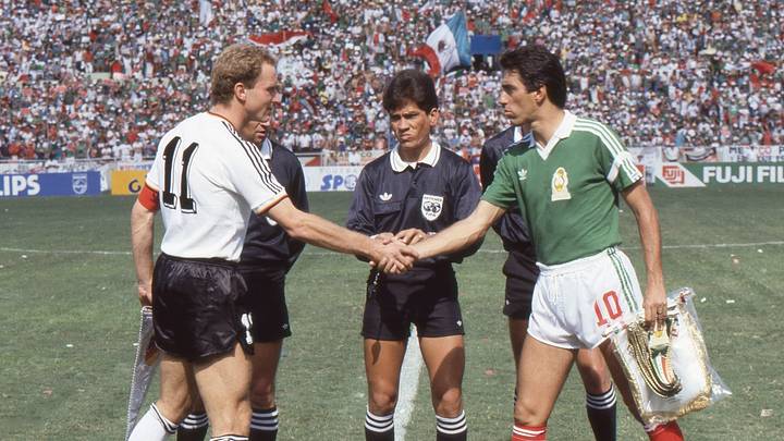 México vs. Alemania en 1986, con Tomás Boy como capitán nacional.