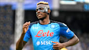 Victor Osimhen of SSC Napoli reacts during the Serie A...