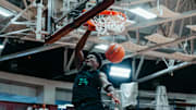 Santa Marita (CA) St. Joseph's Tounde Yessoufou throws down a dunk at the 2025 Hoophall Classic against Holy Innocents (GA).