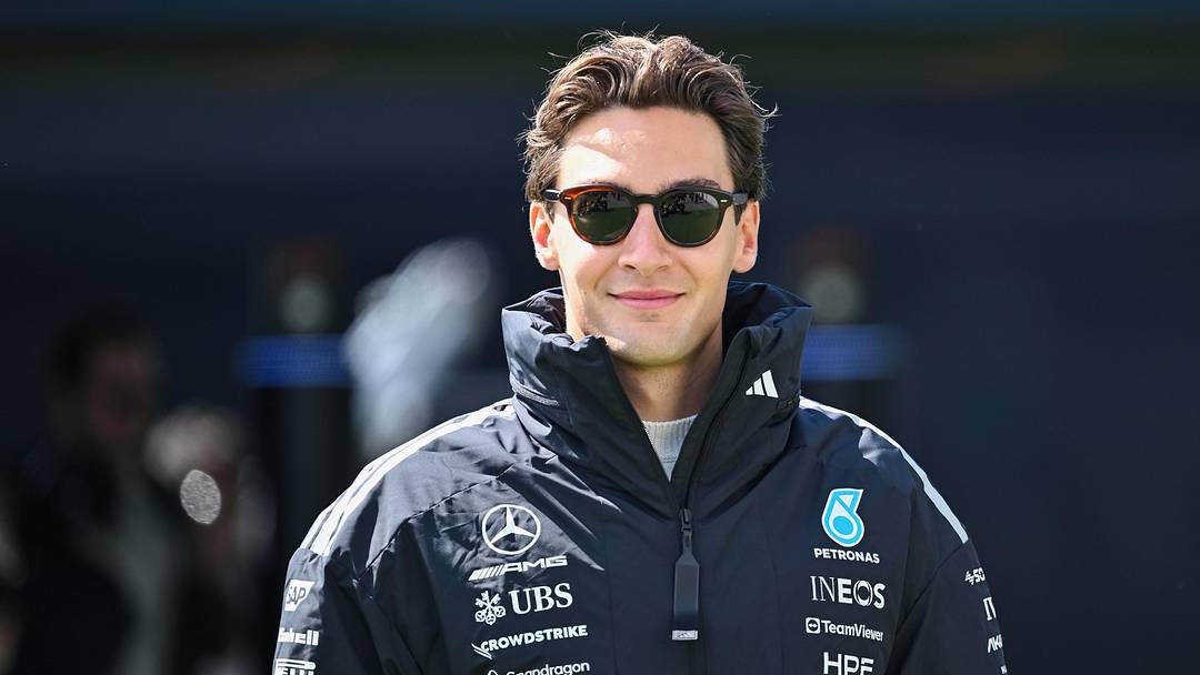 May 21, 2026; Montreal, Quebec, CANADA; Mercedes driver George Russell (63) arrives to the paddock area at Circuit Gilles-Villeneuve. Mandatory Credit: David Kirouac-Imagn Images