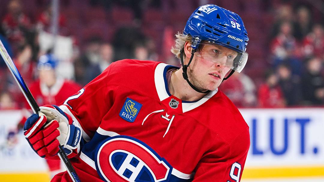 Oct 16, 2025; Montreal, Quebec, CAN; Montreal Canadiens right wing Patrik Laine (92) looks on during warm-up before the game against the Nashville Predators at Bell Centre. Mandatory Credit: David Kirouac-Imagn Images