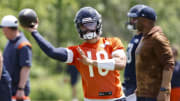 May 31, 2024; Lake Forest, IL, USA; Chicago Bears quarterback Caleb Williams (18) throws the ball during organized team activities at Halas Hall. Mandatory Credit: Kamil Krzaczynski-USA TODAY Sports 