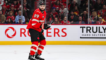 Feb 12, 2025; Montreal, Quebec, CAN; [Imagn Images direct customers only] Team Canada defenseman Drew Doughty (89) skates against Team Sweden in the second period during a 4 Nations Face-Off ice hockey game at Bell Centre. Mandatory Credit: David Kirouac-Imagn Images