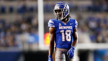 Memphis' DeAgo Brumfield (18) lines up and waits for the play to start during the game between
