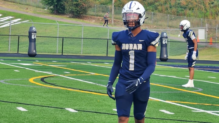 Archbishop Hoban cornerback Elbert "Rock" Hill IV warms up before a game against Don Bosco Prep (NJ) on August 30, 2024. 