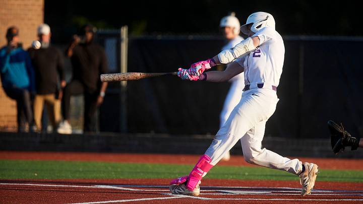 Christian Brothers’ Will Brick (2) hits the ball during the game between Christian Brothers High School and St. George’s Independent School in Memphis, Tenn., on March 26, 2026.
