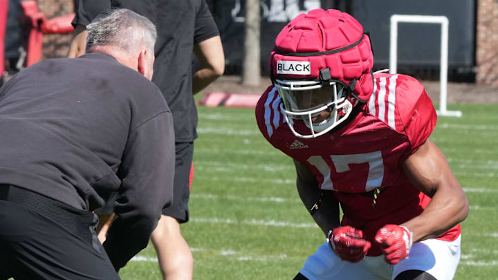 Piscataway, NJ -- April 16, 2024 -- Wide receiver Ben Black during Rutgers football spring practice. Piscataway, NJ -- April 16, 2024 -- Wide receiver Ben Black during Rutgers football spring practice.