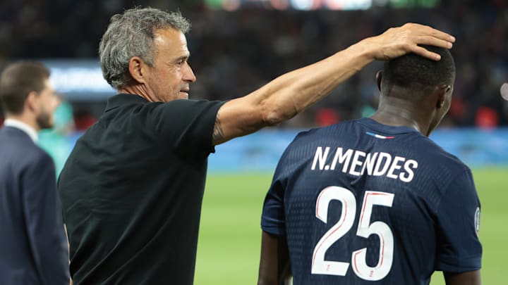 Luis Enrique et Nuno Mendes - Paris SG