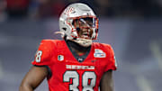 UNLV Rebels linebacker Marsel McDuffie (38) against the Kansas Jayhawks in the Guaranteed Rate Bowl at Chase Field. Mandatory Credit: Mark J. Rebilas-USA TODAY Sports
