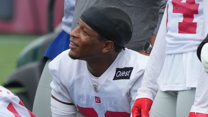 East Rutherford, NJ -- July 24, 2024 -- Cornerback, Dru Phillips during the first day of training camp for the 2024 New York Giants.