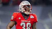 UNLV Rebels linebacker Marsel McDuffie (38) against the Kansas Jayhawks in the Guaranteed Rate Bowl at Chase Field. Mandatory Credit: Mark J. Rebilas-USA TODAY Sports