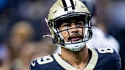 New Orleans Saints wide receiver Samson Nacua during the warmups before the game against the Tennessee Titans.