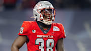 UNLV Rebels linebacker Marsel McDuffie (38) against the Kansas Jayhawks in the Guaranteed Rate Bowl at Chase Field. Mandatory Credit: Mark J. Rebilas-USA TODAY Sports
