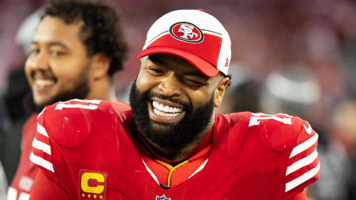 Dec 17, 2023; Glendale, Arizona, USA; San Francisco 49ers offensive lineman Trent Williams (71) against the Arizona Cardinals at State Farm Stadium. Mandatory Credit: Mark J. Rebilas-USA TODAY Sports