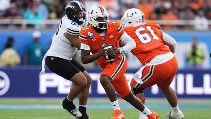 Miami Hurricanes quarterback Cam Ward played the first half of the Pop-Tarts Bowl then sat out in the second half. Miami Hurricanes quarterback Cam Ward played the first half of the Pop-Tarts Bowl then sat out in the second half.