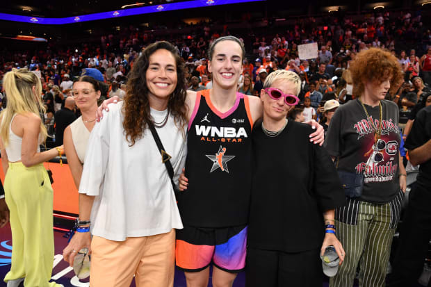 Sue Bird, Caitlin Clark and Megan Rapinoe