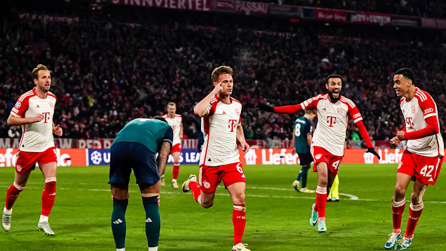 Joshua Kimmich celebrating Bayern Munich’s game-winner vs. Arsenal. 
