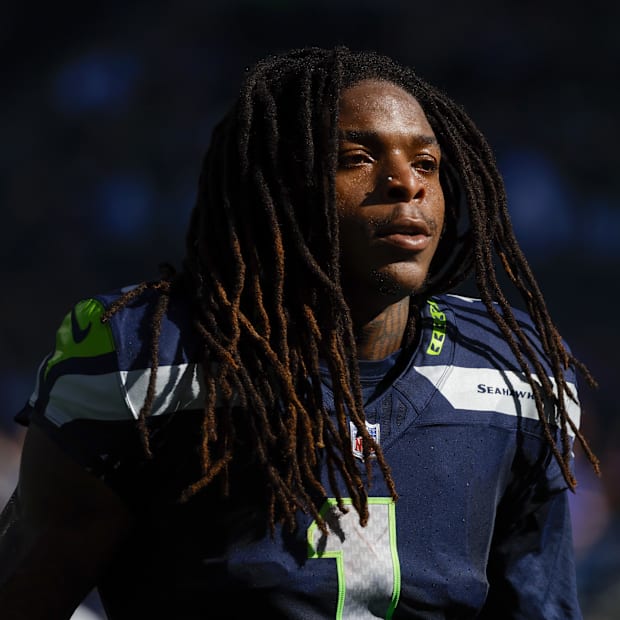 Seattle Seahawks WR Laviska Shenault Jr.returns to the locker room following pregame warmups against the New York Giants.