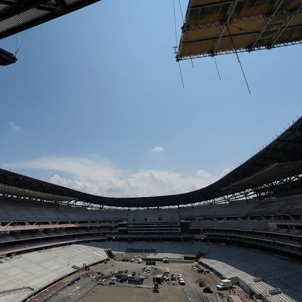 Construction continues on the Bills new stadium in July 2025.