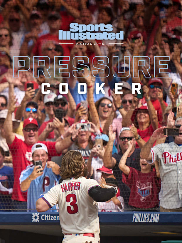 Bryce Harper celebrates a home run with Phillies fans.