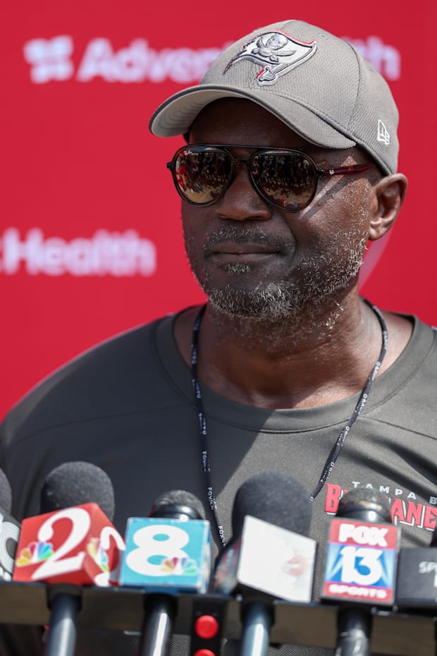 Tampa Bay Buccaneers head coach Todd Bowles gives a press conference after mini camp