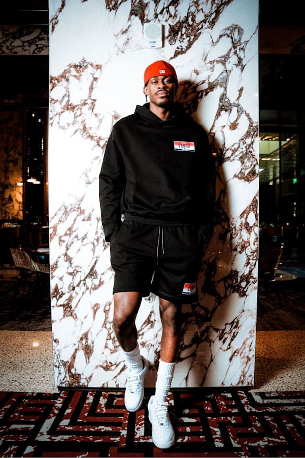 Los Angeles Lakers forward Jarred Vanderbilt (2) poses for a photo during an RtA Brand Capsule Collection photo shoot.