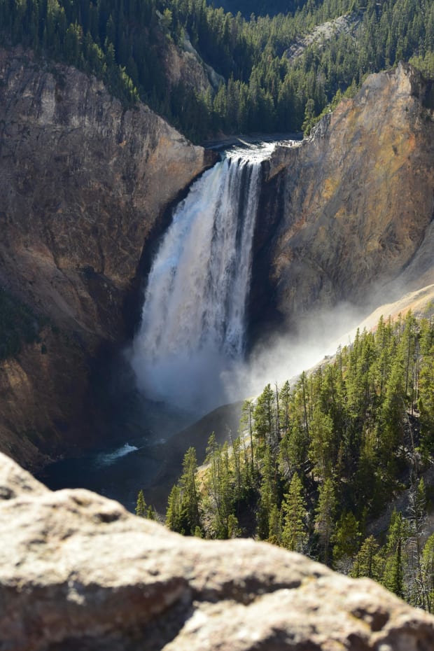 A beautiful waterfall within Yellowstone.