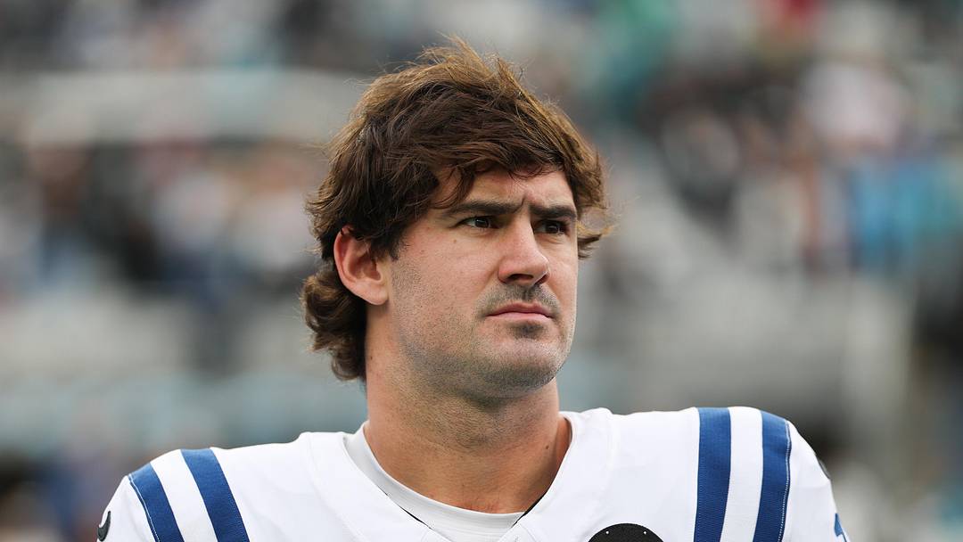 Indianapolis Colts quarterback Daniel Jones stands on the field