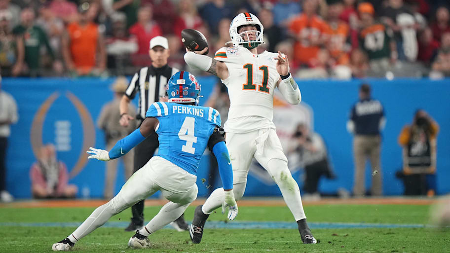 Carson Beck threw for 268 yards and two touchdowns against Ole Miss in the College Football Playoff semifinal.