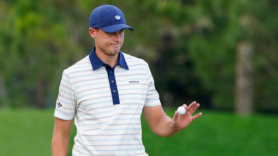 Ludvig Åberg acknowledges the crowd after making his birdie putt on the 2nd hole during the final round of the 2026 Players.