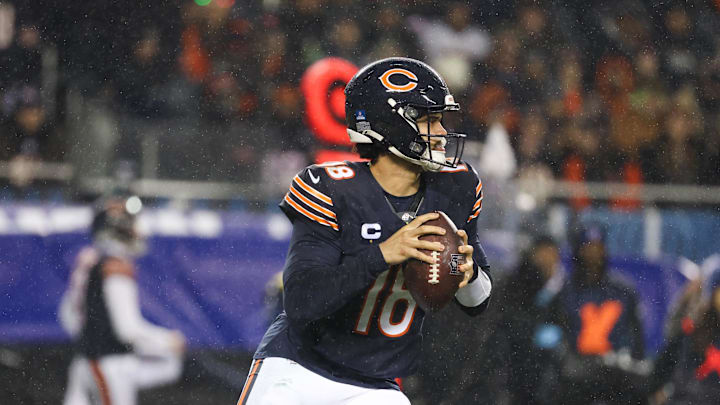 Chicago Bears quarterback Caleb Williams (18) rolls out of the pocket during the third quarter against the Seattle Seahawks at Soldier Field. Chicago Bears quarterback Caleb Williams (18) rolls out of the pocket during the third quarter against the Seattle Seahawks at Soldier Field.