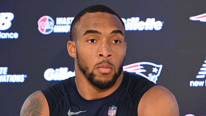 New England Patriots running back Treveyon Henderson (32).