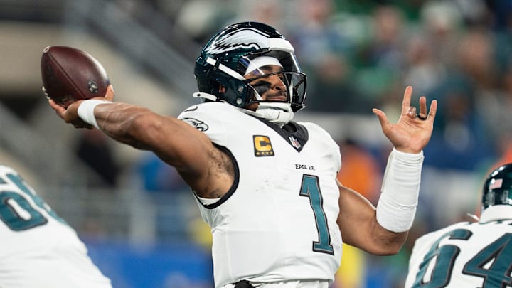 Jalen Hurts and the Philadelphia Eagles are favored against the Minnesota Vikings on Sunday.
