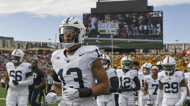 Nov 4, 2023; College Park, Maryland, USA;  Penn State Nittany Lions linebacker Tony Rojas (13)