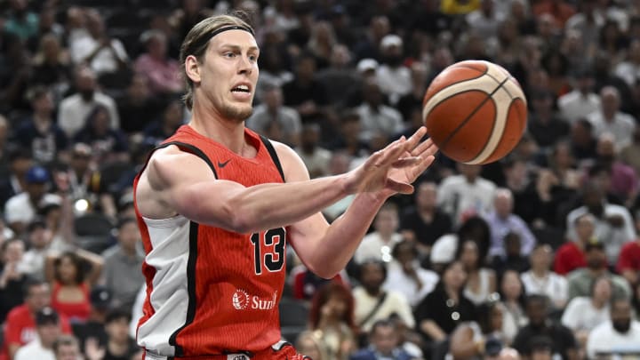 Former Gonzaga star Kelly Olynyk (13) is Canada's co-captain for the 2024 Paris Olympics. Photo by Candice Ward-USA TODAY Sports