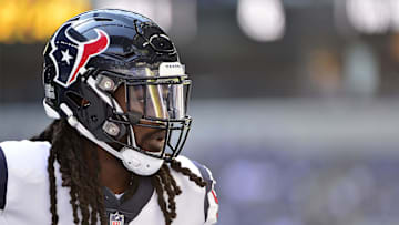 Sep 30, 2018; Indianapolis, IN, USA; Houston Texans linebacker Jadeveon Clowney (90) warms up prior to a game against the Indianapolis Colts at Lucas Oil Stadium.