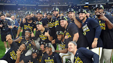 Sep 26, 2023; Milwaukee, Wisconsin, USA; Milwaukee Brewers clinch the National League Central with a Chicago Cubs loss and celebrate at American Family Field. Mandatory Credit: Michael McLoone-Imagn Images