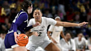 Lipscomb guard Addison Melton, left, is defended by Vanderbilt forward Khamil Pierre (12) during an NCAA college basketball game Monday, Nov. 4, 2024, in Nashville, Tenn.