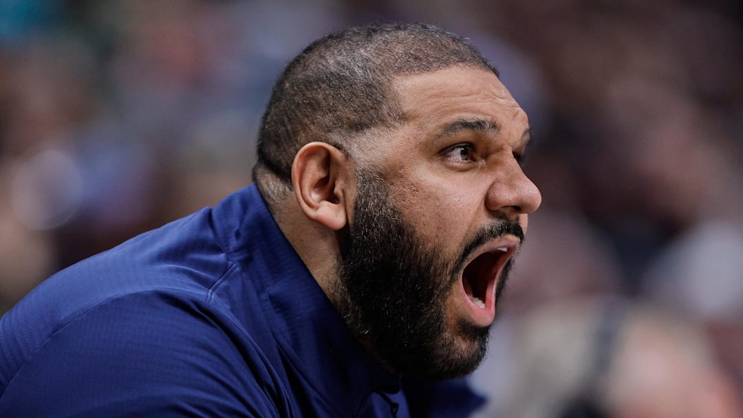 Denver Nuggets assistant coach Jared Dudley in the first quarter against the Utah Jazz.