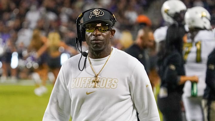 Oct 4, 2025; Fort Worth, Texas, USA; Colorado Buffaloes head coach Deion Sanders on the sidelines during the first half against the TCU Horned Frogs at Amon G. Carter Stadium. Mandatory Credit: Raymond Carlin III-Imagn Images Oct 4, 2025; Fort Worth, Texas, USA; Colorado Buffaloes head coach Deion Sanders on the sidelines during the first half against the TCU Horned Frogs at Amon G. Carter Stadium. Mandatory Credit: Raymond Carlin III-Imagn Images