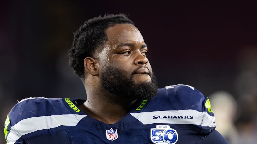 Seattle Seahawks guard Anthony Bradford on the sidelines