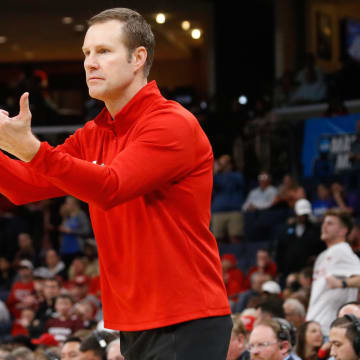 Mar 22, 2024; Memphis, TN, USA; Nebraska Cornhuskers head coach Fred Hoiberg gives direction during the second half against the Texas A&M Aggies in the NCAA Tournament First Round at FedExForum.