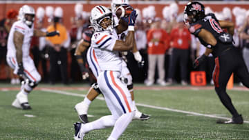 Sep 28, 2024; Salt Lake City, Utah, USA; Arizona Wildcats running back Rayshon Luke (21) makes a catch against the Utah Utes during the second quarter at Rice-Eccles Stadium. Mandatory Credit: Rob Gray-Imagn Images