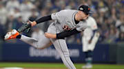 Tigers pitcher Tarik Skubal throws against Mariners during the first inning of ALDS Game 5 at T-Mobile Park in Seattle on Friday, Oct. 10, 2025.
