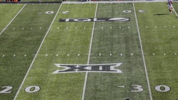 Sep 23, 2023; Cincinnati, Ohio, USA; A general view of the TQL and Big 12 logos on the field during